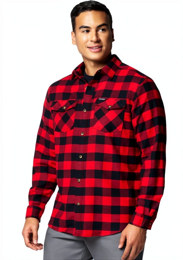 Columbia Mens Flannel Shirt Cotton Stretch Plaid Button Down-2