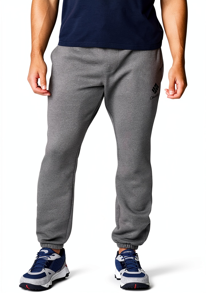 Columbia mens joggers in Charcoal Heather color on a man relaxing outdoors