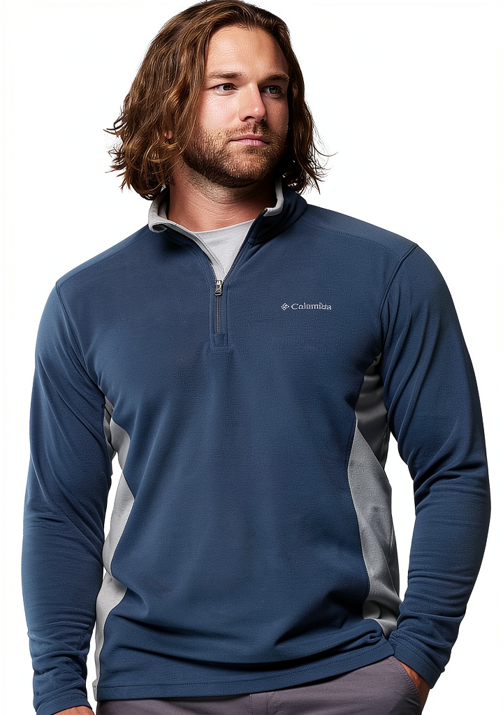 Columbia Men's Fleece Jacket in Everblue color on a person outdoors