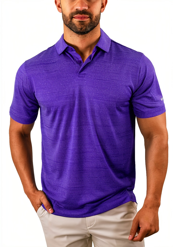Men's Omni-WICK polo shirt in red with tonal stripe design