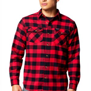 Columbia Mens Flannel Shirt Cotton Stretch Plaid Button Down-0