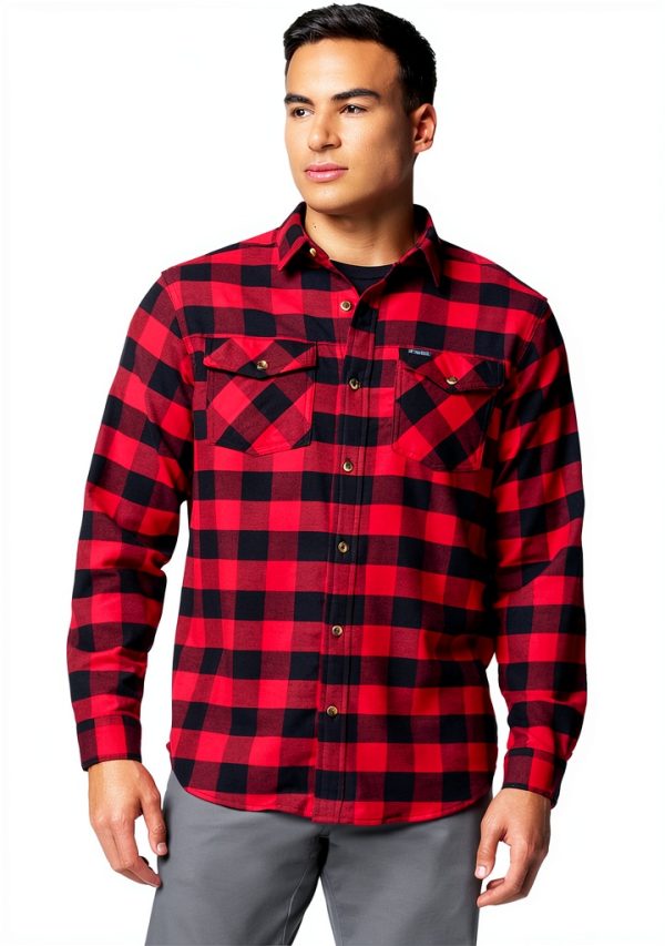 Columbia Mens Flannel Shirt Cotton Stretch Plaid Button Down-0