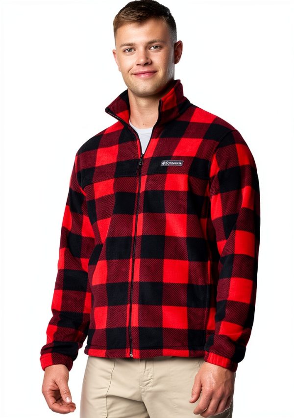 Columbia Mens Fleece Jacket Check Print Outdoor Active Wear-3