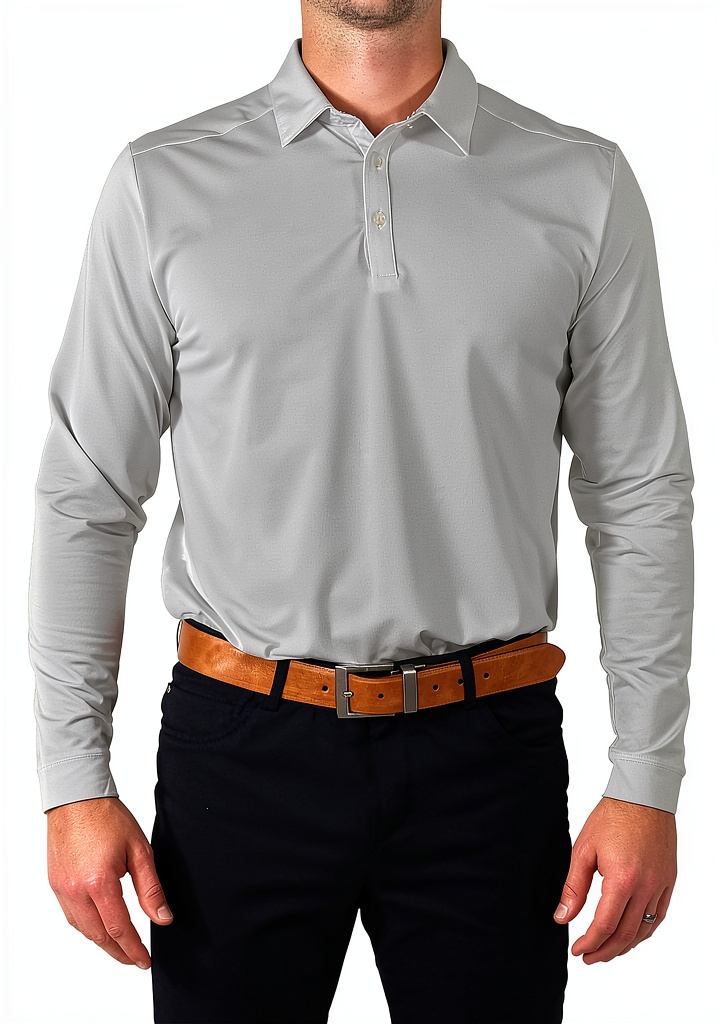 Men's polo shirt in Midnight Black color on a hanger