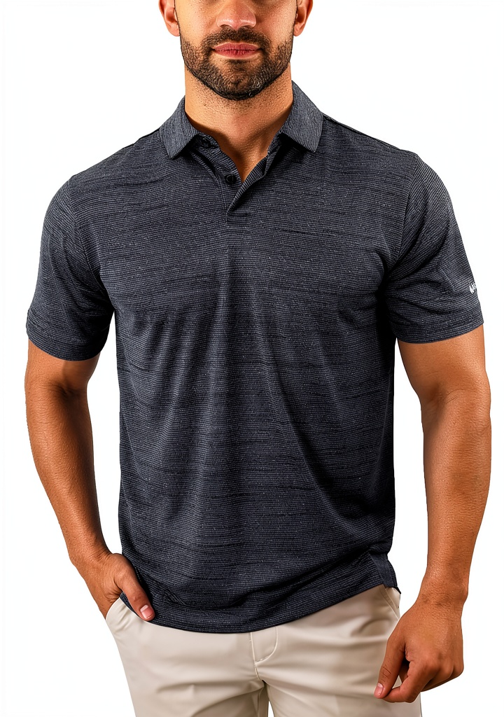 Men's Omni-WICK golf polo shirt in red on a golf course