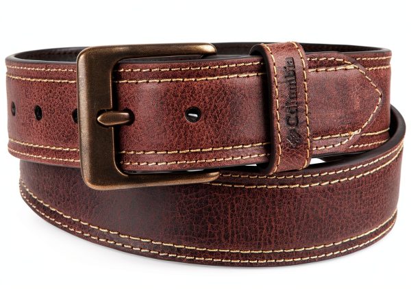 Columbia Men's Leather Belt Contrast Stitch Design-1
