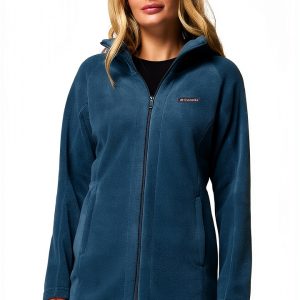 Columbia Long Fleece Jacket Women Hooded Warmth Extended Sizes-0